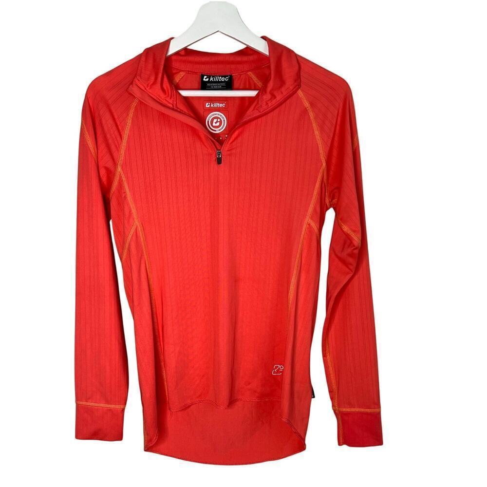 Killtec Long Sleeve 1/4 Zip Stand Collar Base-Layer T-Shirt Top Orange US 6